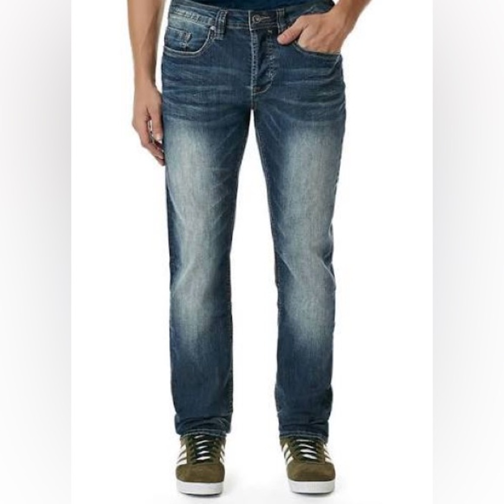 BUFFALO DAVID BITTON Evan-X Slim Straight Jeans 33x32 Blue Stretch Denim